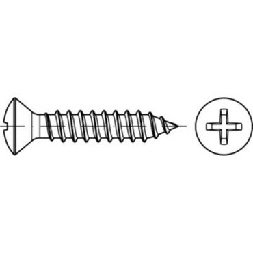 DIN7983H Raised countersunk tapping screw with Phillips cross recess Stainless steel A2
